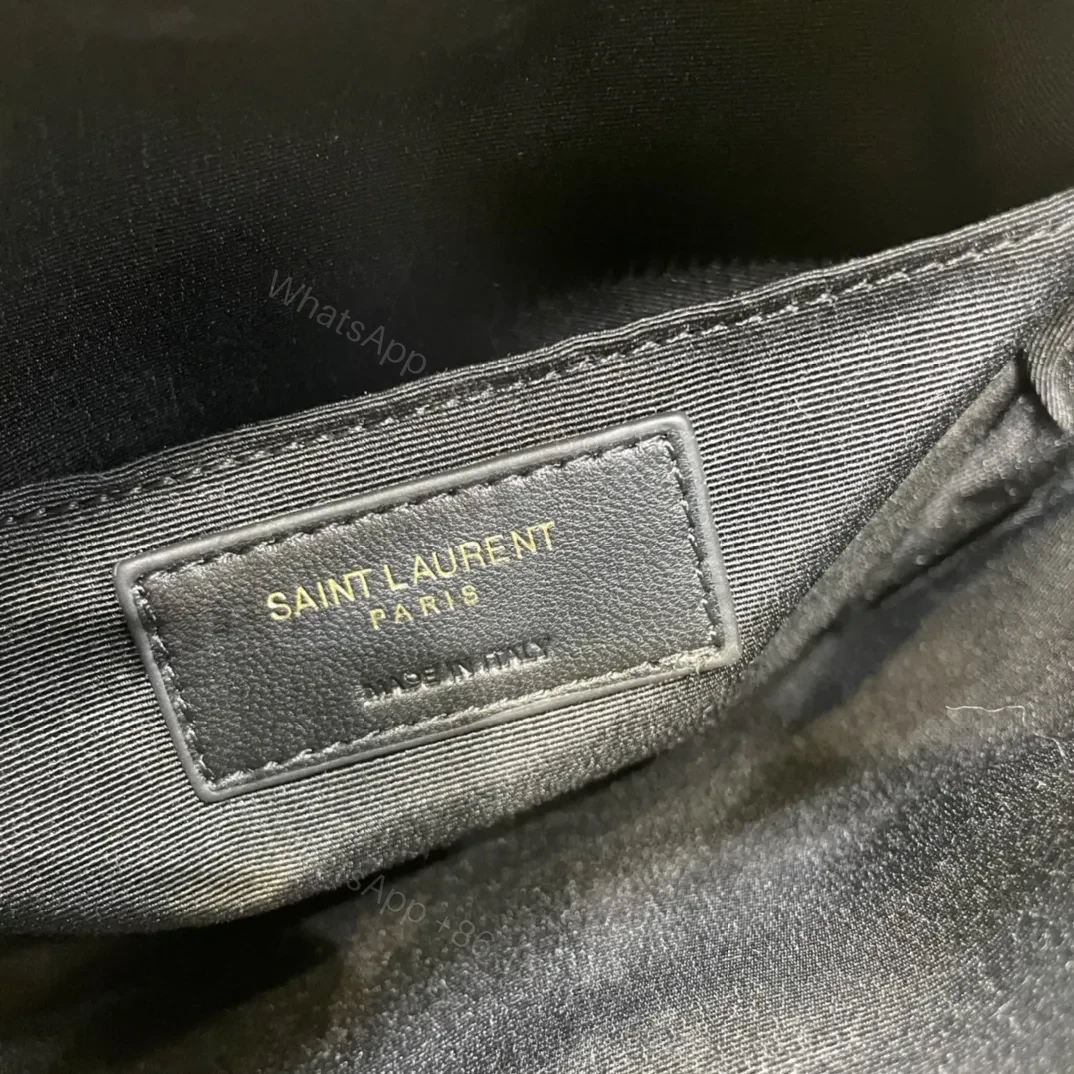 View 6 of Saint Laurent YSL Women Vinyle Round Camera Bag in Chevron-Quilted Denim and Suede
