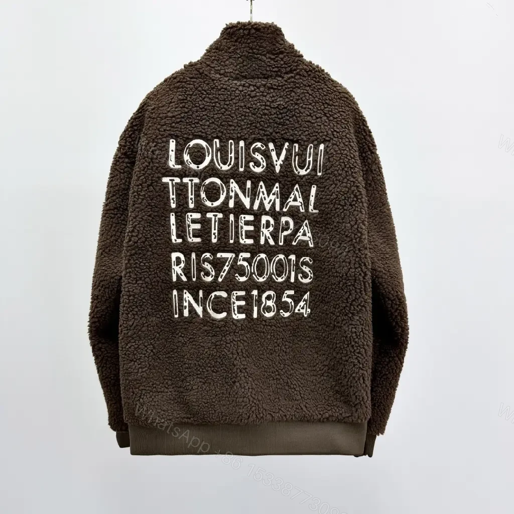 View 6 of Brown Sherpa Bomber Jacket with Monogram – Cozy Luxury Outerwear