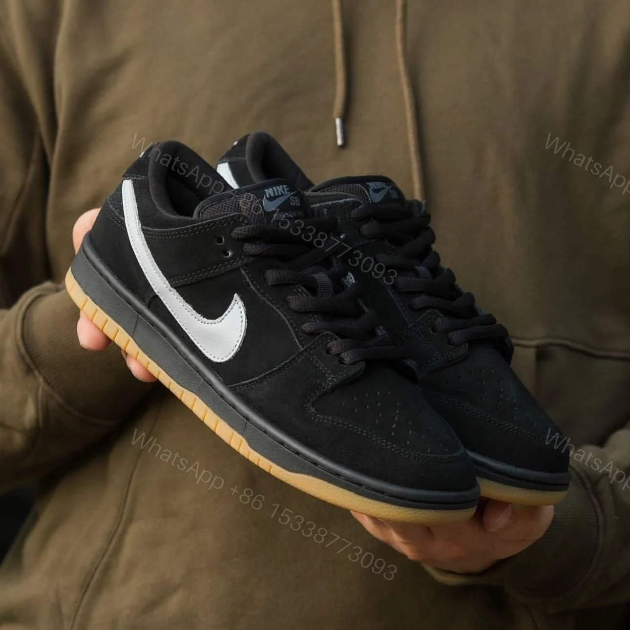 FIRST COPY NIKE SB DUNK LOW FOG BLACK GUM — view 1