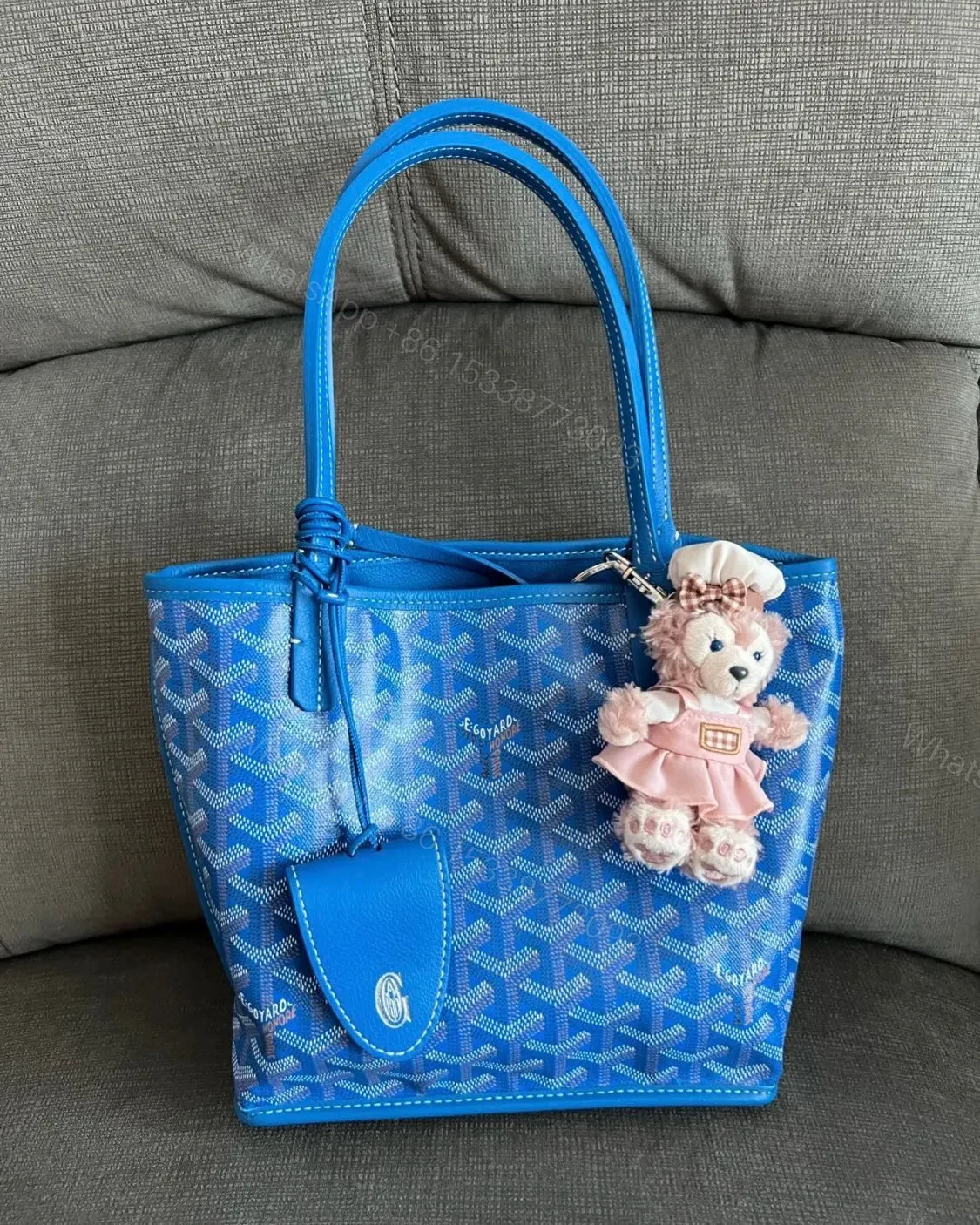 View 2 of Goyard mini anjou bag blue leather
