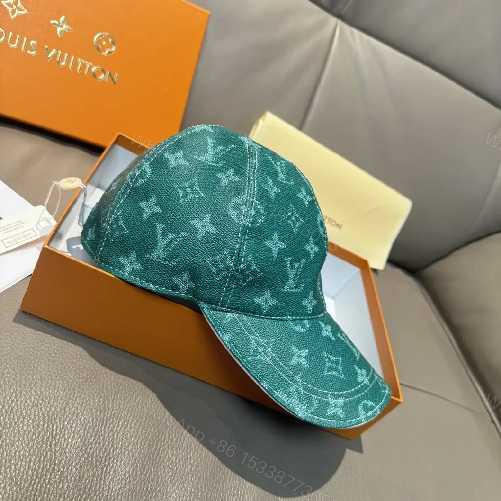 View 9 of Patterned Cap with Signature Monogram: Teal Luxury Cap