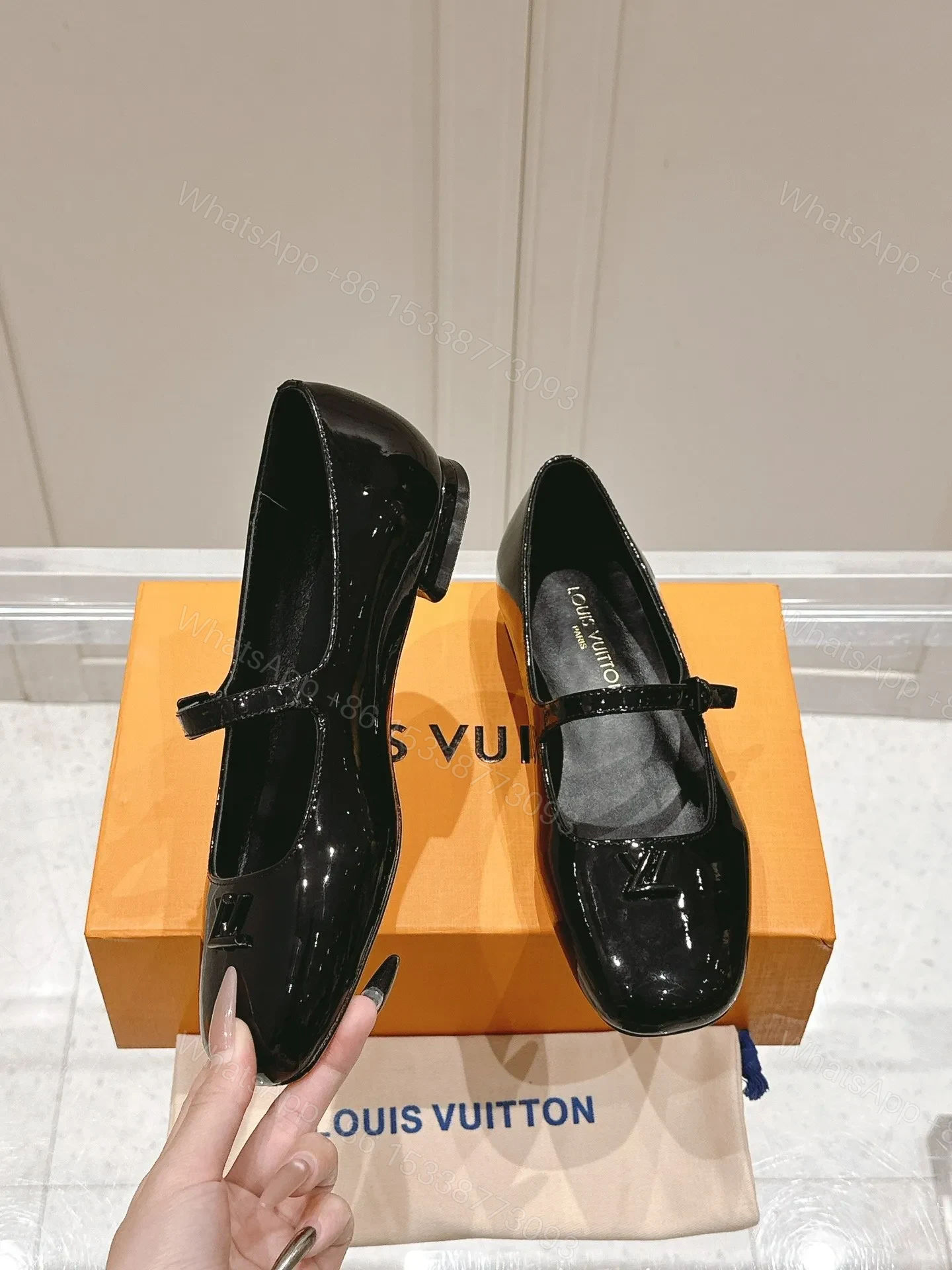 View 4 of LV Women Black Patent Leather Mary Jane Loafers