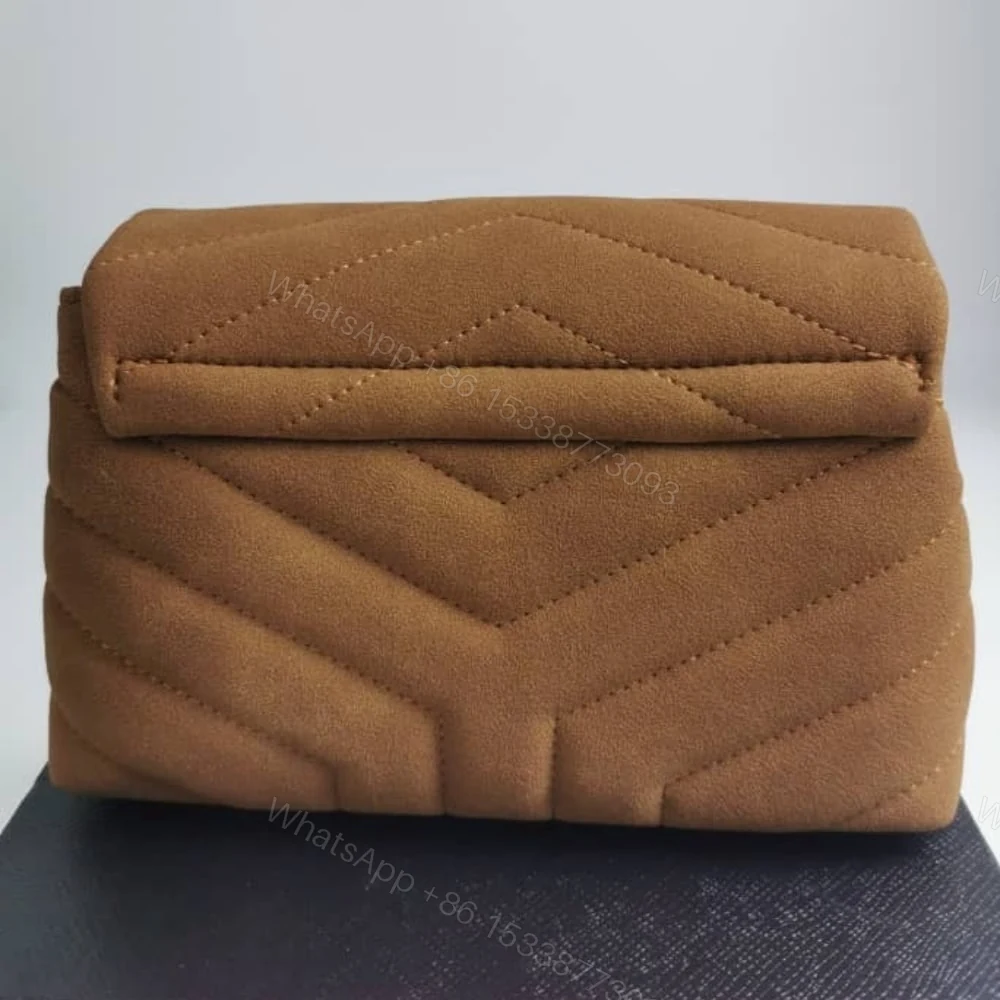 View 3 of Saint Laurent Loulou Small Shoulder Bag In Suede Brown 22Cm