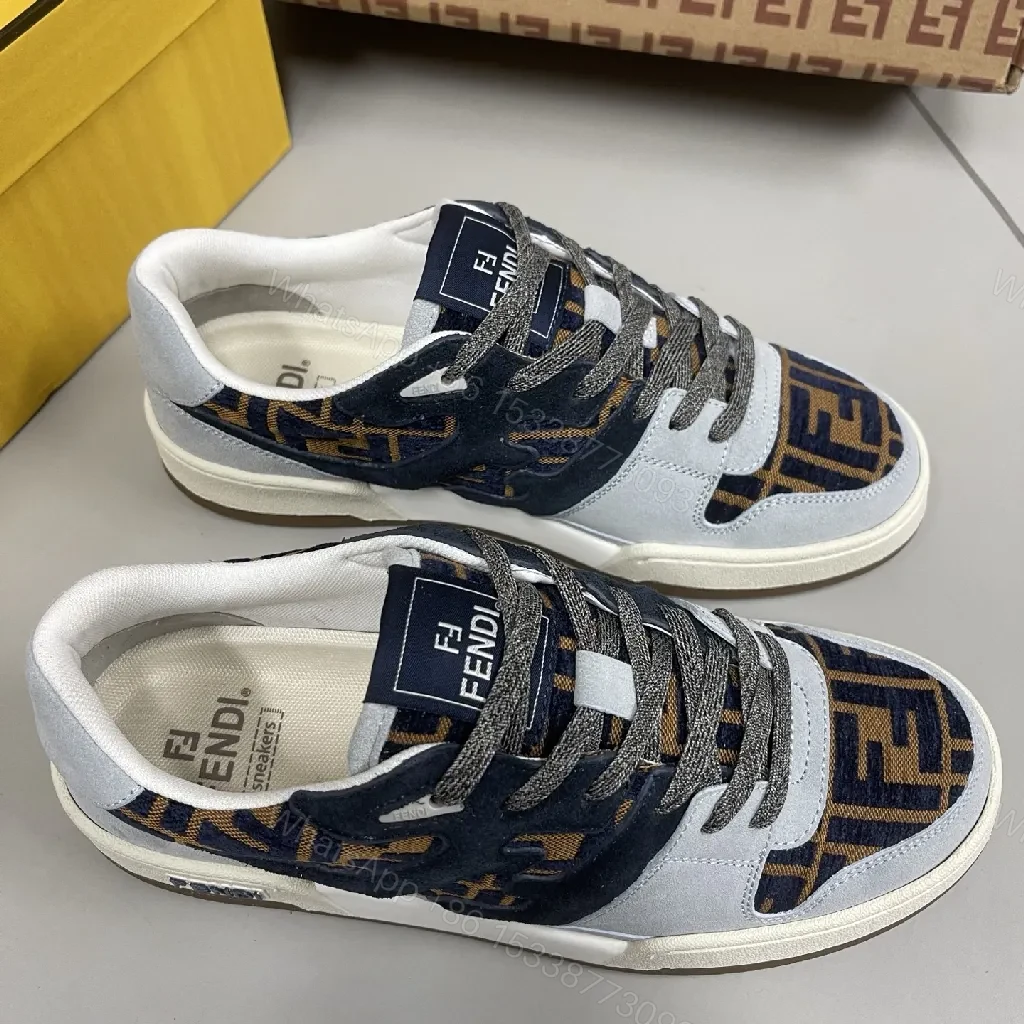 Lux Texture Trainers: Suede Accents, Logo Pattern Sneaker — view 1