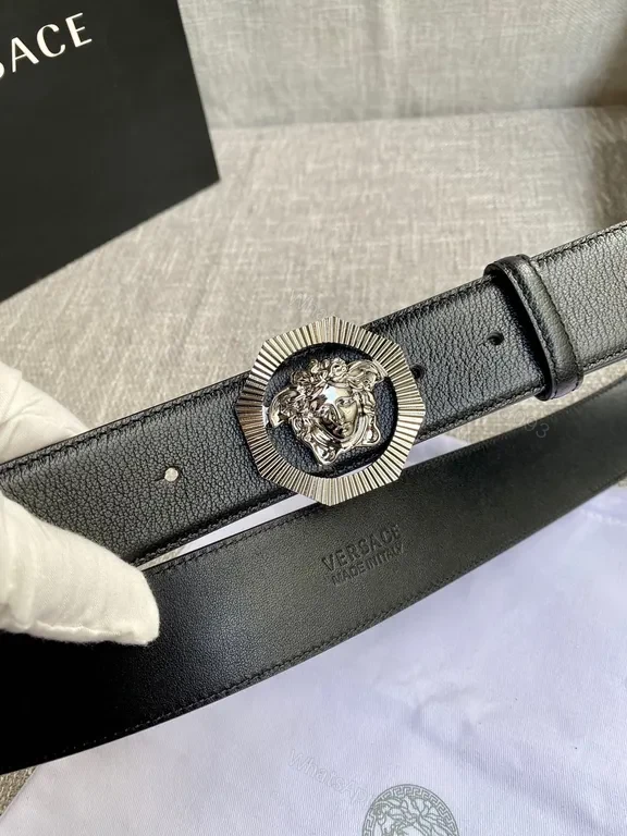 View 9 of Iconic Medusa Buckle Belt â€“ Premium Leather, Luxury Metallic Buckle