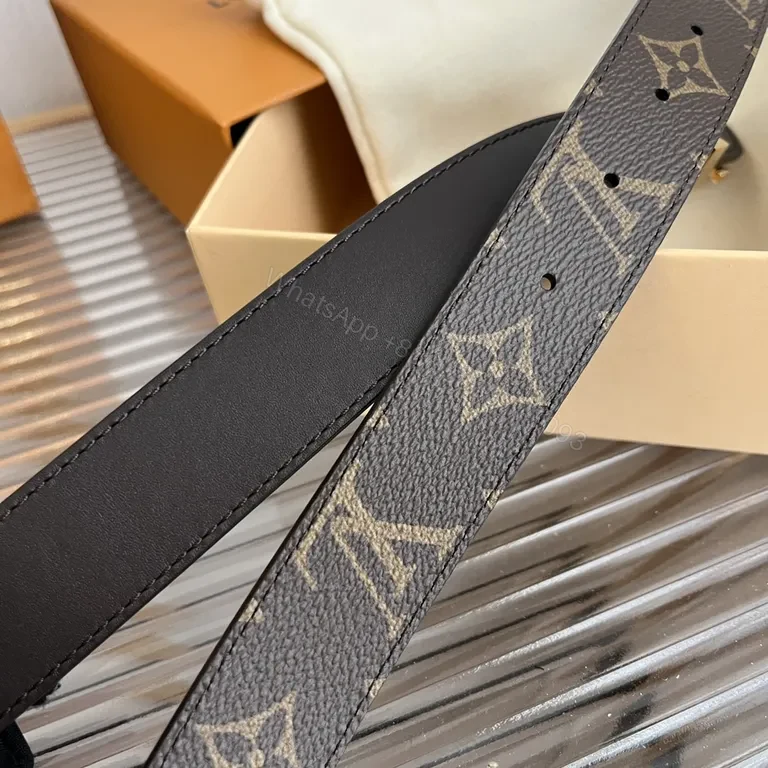View 3 of Brown Monogram Belt with Gold LV Buckle - Luxury Everyday
