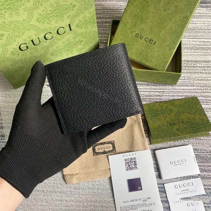 View 3 of Gucci Men GG Marmont Leather Bi Fold Wallet Black Metal Free Tanned Leather Double G – WGR005