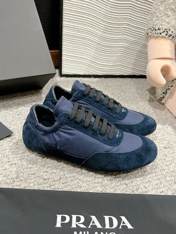 View 6 of Prada Milano Navy Suede High-Top Sneakers: Luxe Comfort