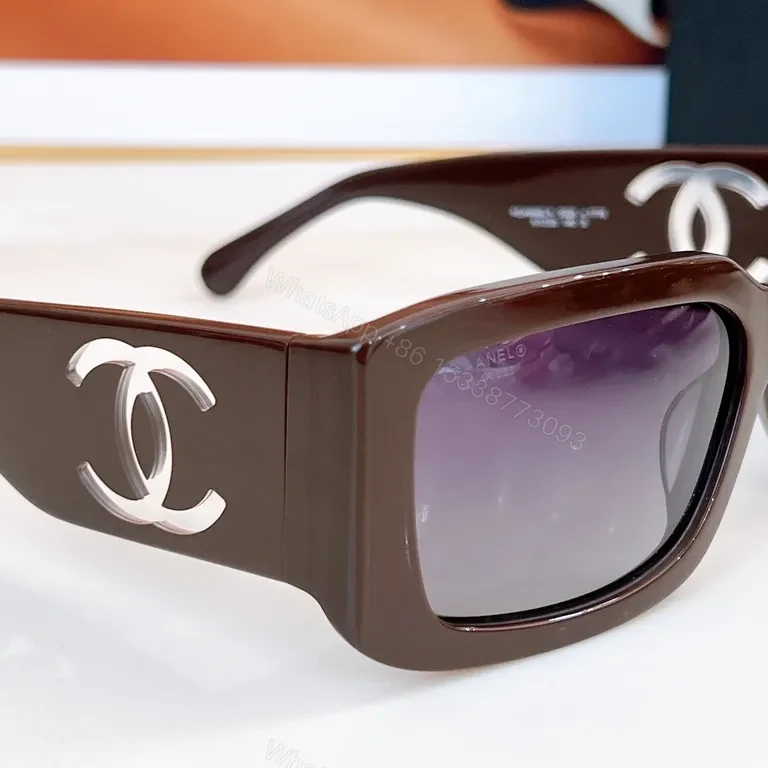 View 7 of Bold Chanel Sunglasses: Black Acetate, Wide Blocky Frames, Logoed Edge