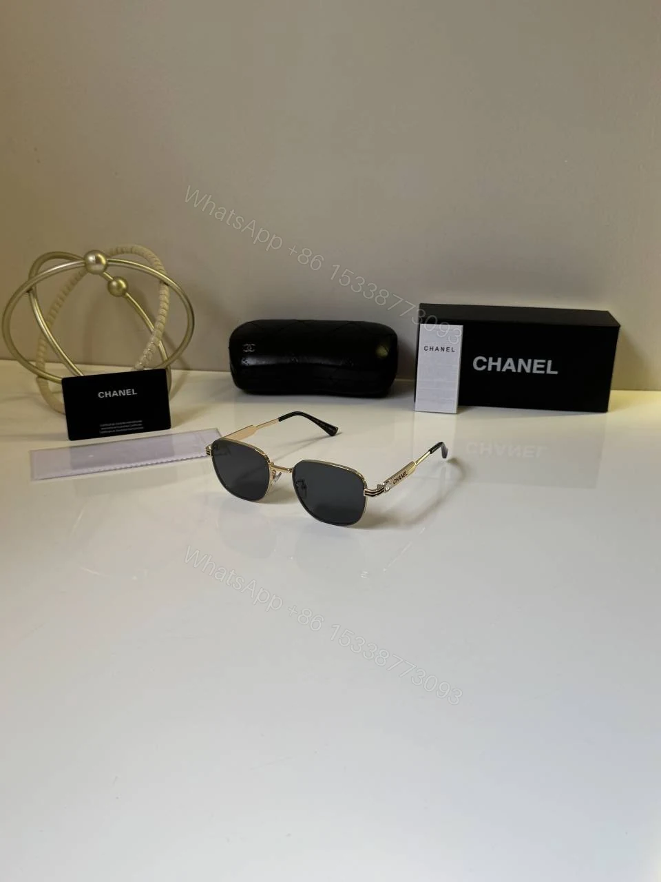First Copy Chanel Round Black Sunglasses Metal Frame Unisex UV Protection — view 1