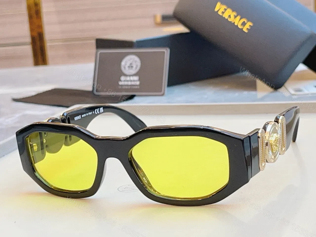 Bold Yellow-Lens Cat-Eye Sunglasses, Luxe-Edge Style — view 1