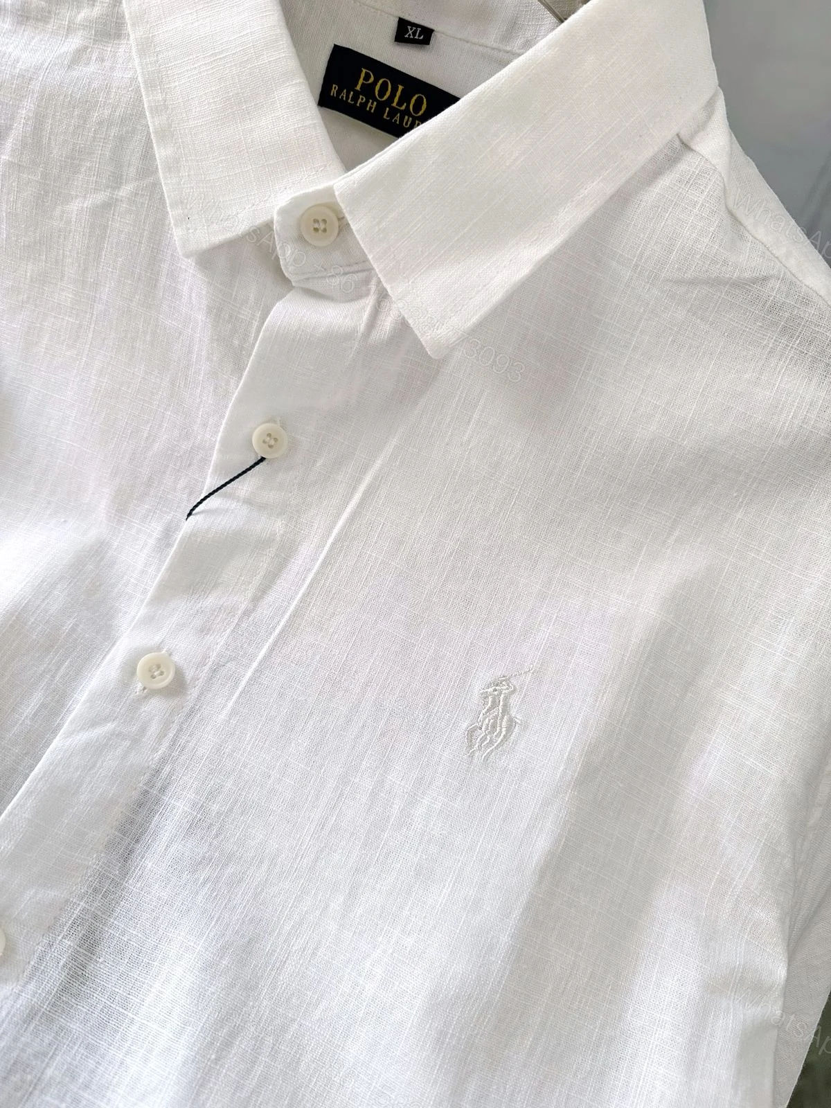 View 2 of Ralph Lauren Premium Imported Linen Shirt White First Copy | AAA+ Replica