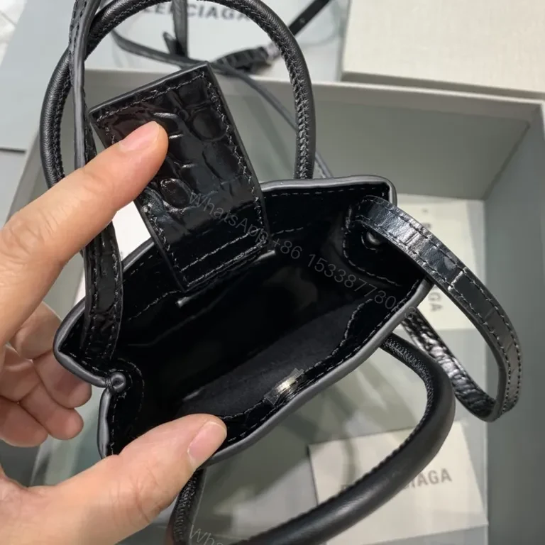 View 7 of Balenciaga Crocodile-Texture Structured Carry Bag