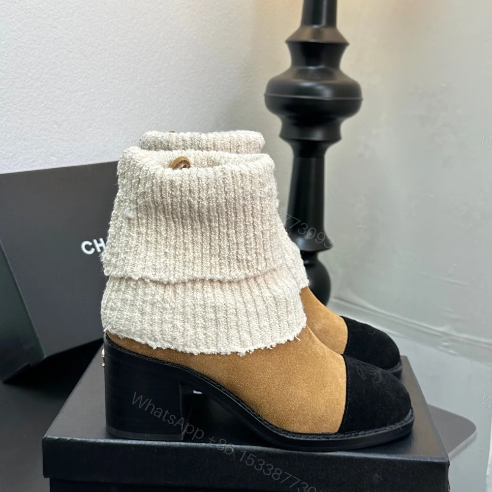 View 2 of CHANEL KNIT BOOTS BEIGE G46038 B18433 NZZX3