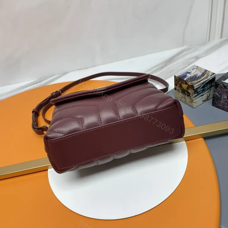 View 7 of Quilted Burgundy Crossbody with YSL Hardware â€” Luxe Compact Bag