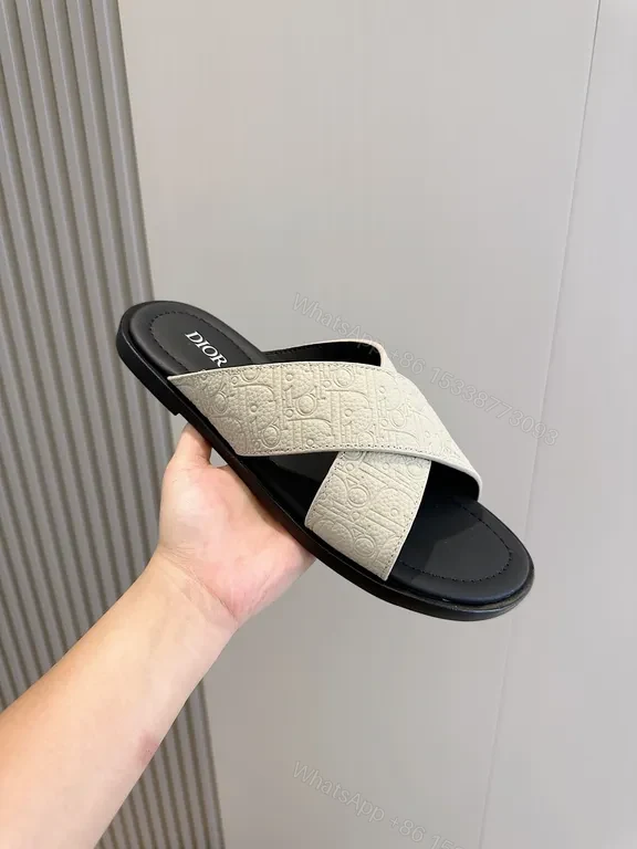 Minimalist Strappy Sandal: Dior Textured Leather, Everyday Luxury Sandal — view 1