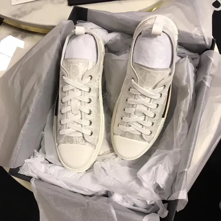View 2 of White Dior-Detail Platform Sneakers: Luxe Comfort & Couture Flair