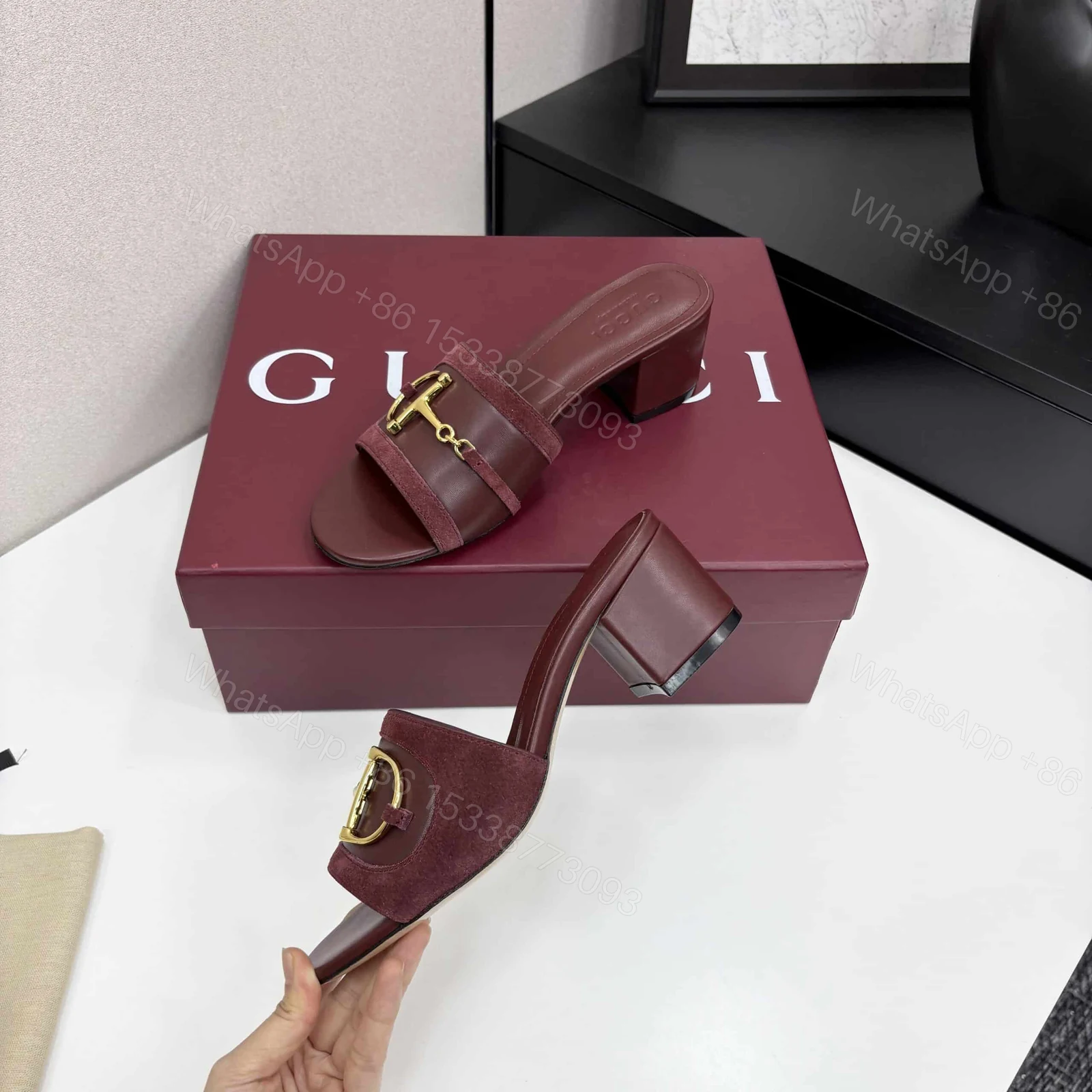 View 3 of GUCCI WOMEN’S SLIDE SANDAL WITH HORSEBIT ROSSO ANCORA RED 834421 AAEXM 6207