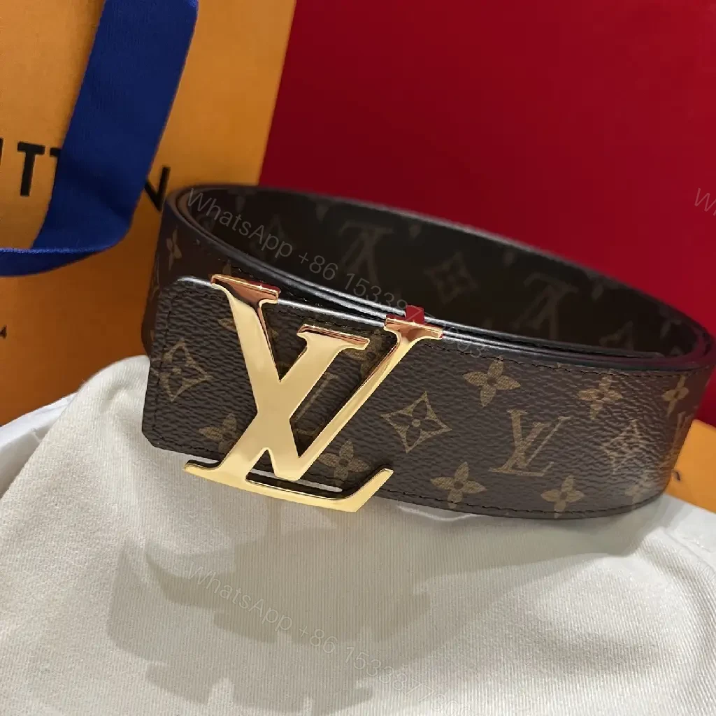 View 7 of Lux Monogram Belt with Gold Buckle – Premium Canvas Accessory
