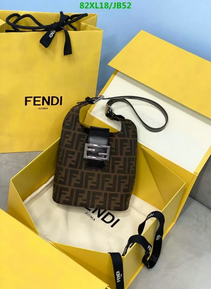 View 2 of Fendi Replica Classic Zucca Baguette FF Shoulder Bag in Brown