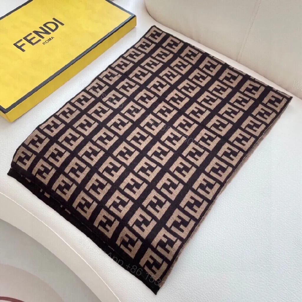 View 8 of Bold Fleece Knit Scarves: Luxe Camel-Espresso Wrap