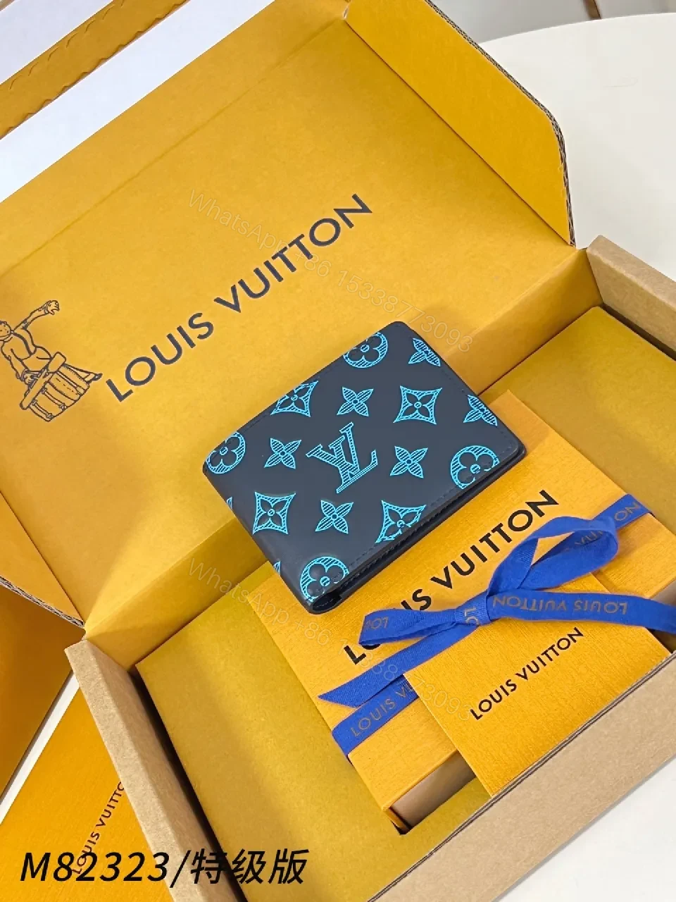 Bold Blue Monogram Bi-Fold Wallet – Modern Luxe Cardholder — view 1