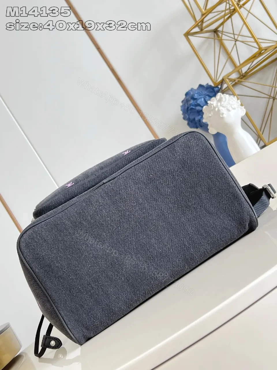 View 2 of Colorful Denim Backpack: Monogram-Luxe, Practical & Polished