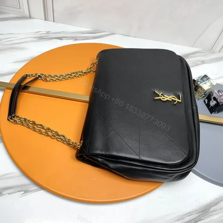 View 6 of Chic Black Quilted Leather Shoulder Bag with Chain Strap