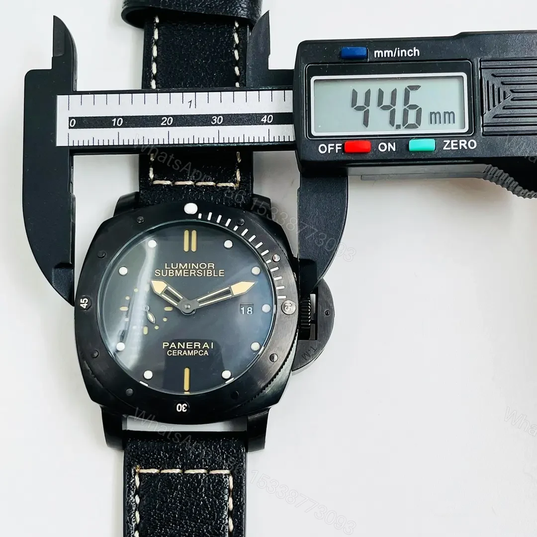 View 5 of GF Factory Panerai Luminor Submersible Automatic Black Dial 316L Stainless Steel Case Leather Strap Watch