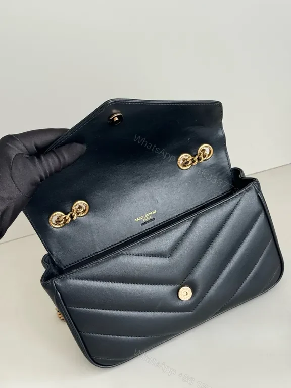 View 7 of Saint Laurent Quilted Chevron Shoulder Bag â€“ Luxe, Structured Crossbody