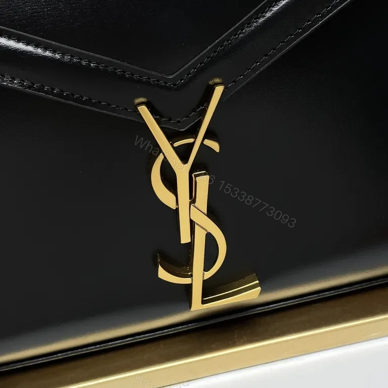 View 6 of Chic Black Leather Crossbody with YSL Logo Hardware