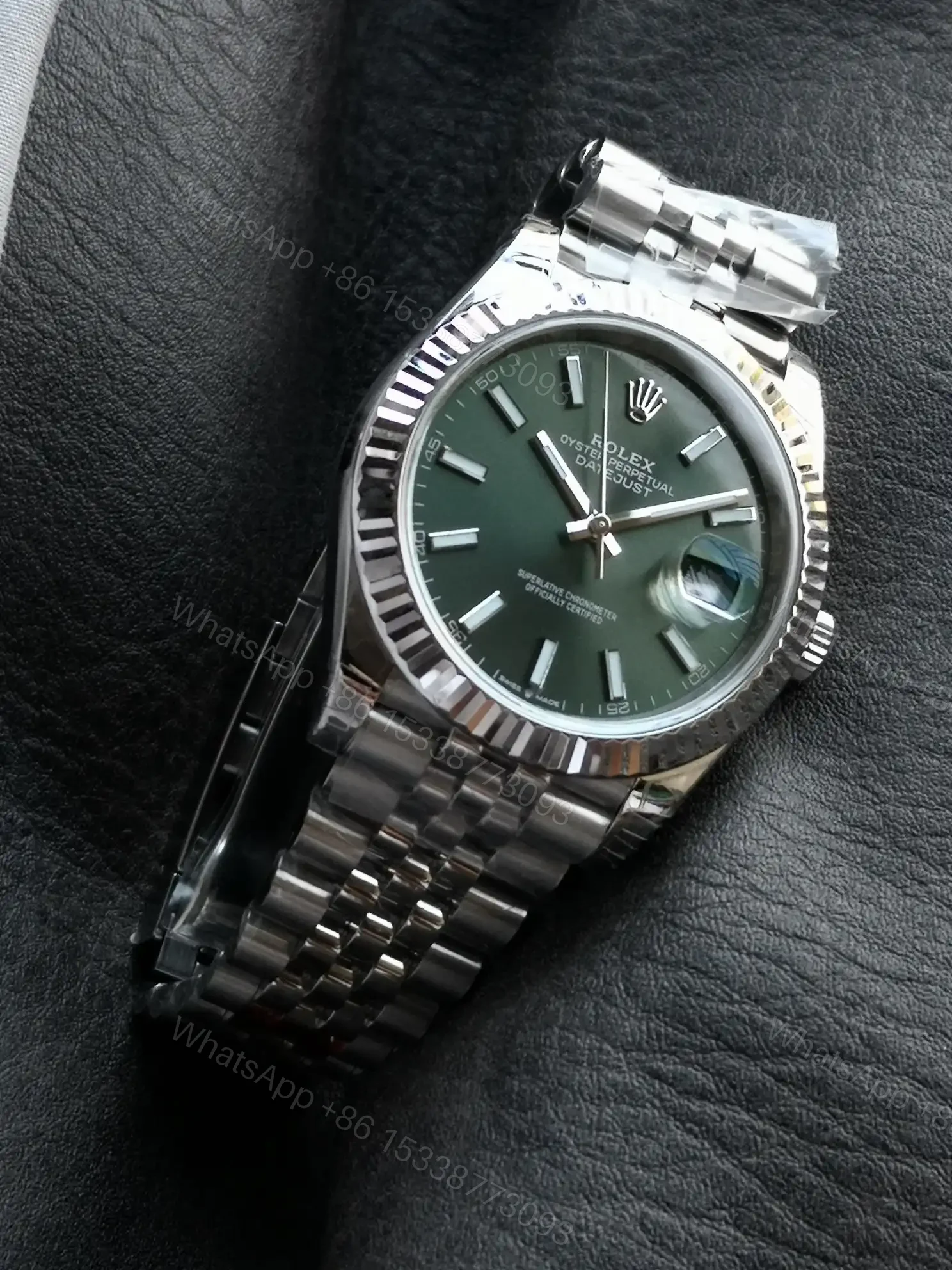 View 3 of Rolex Datejust 41 Green Jubilee Replica 41MM Premium Fluted Bezel 126334-0028