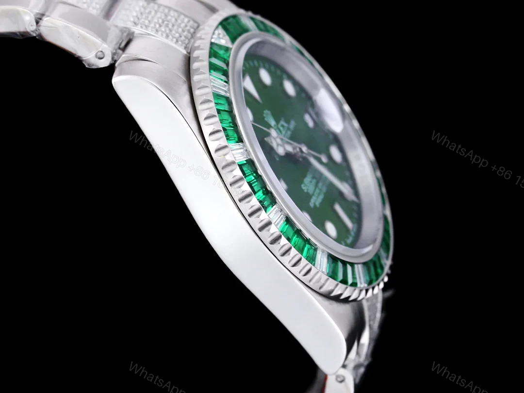 View 6 of Rolex Full Iced Diamond Dial Three-Link Bracelet Luxury Watch 42mm Ultimate Edition RG-ROLEX-FULL-ICED-DIAMOND-GRN-001