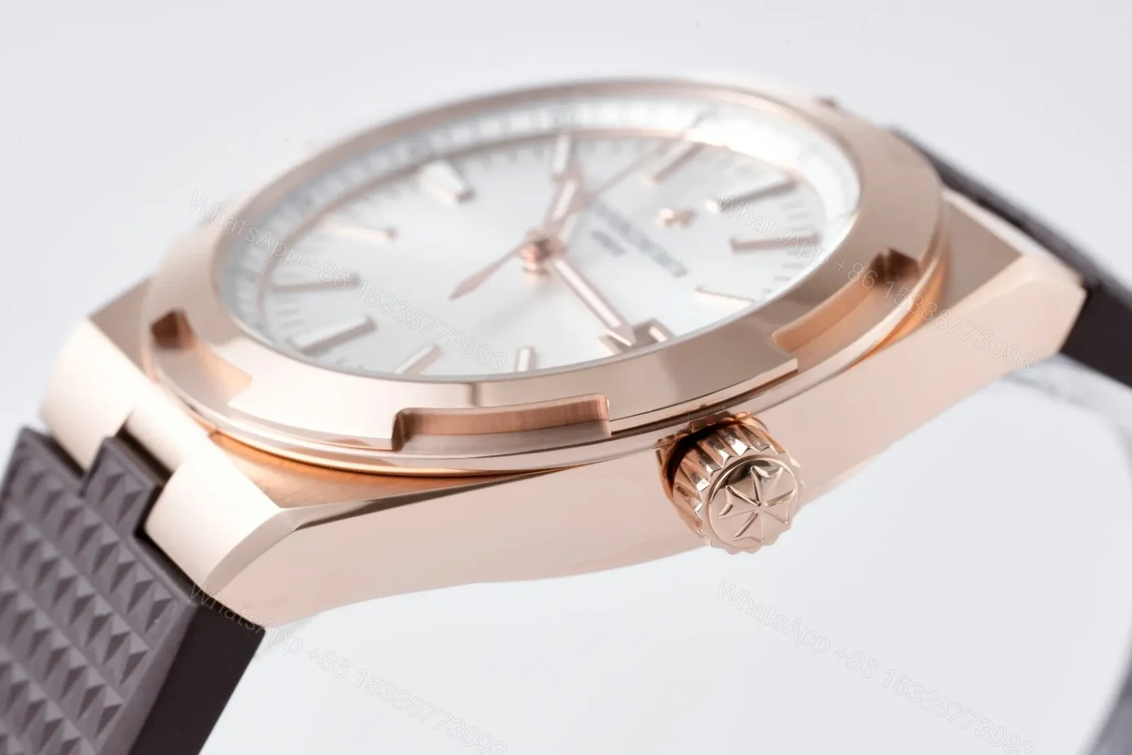 View 5 of GS Factory Vacheron Constantin Overseas 4500V Series Rose Gold Watch with Brown Rubber Strap – 41mm, Automatic, Date Display, Geneva Seal Certified