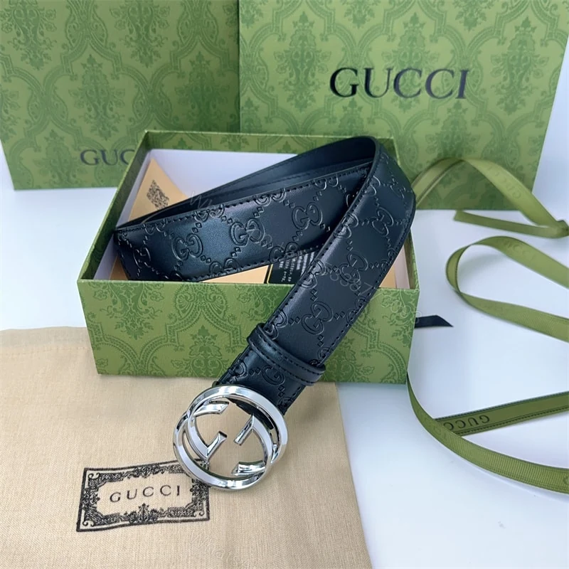 View 4 of GUCCI INTERLOCKING G BUCKLE BELT BLACK