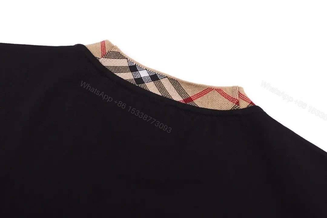 View 10 of Monochrome Essential Tee with Plaid Collar Detail
