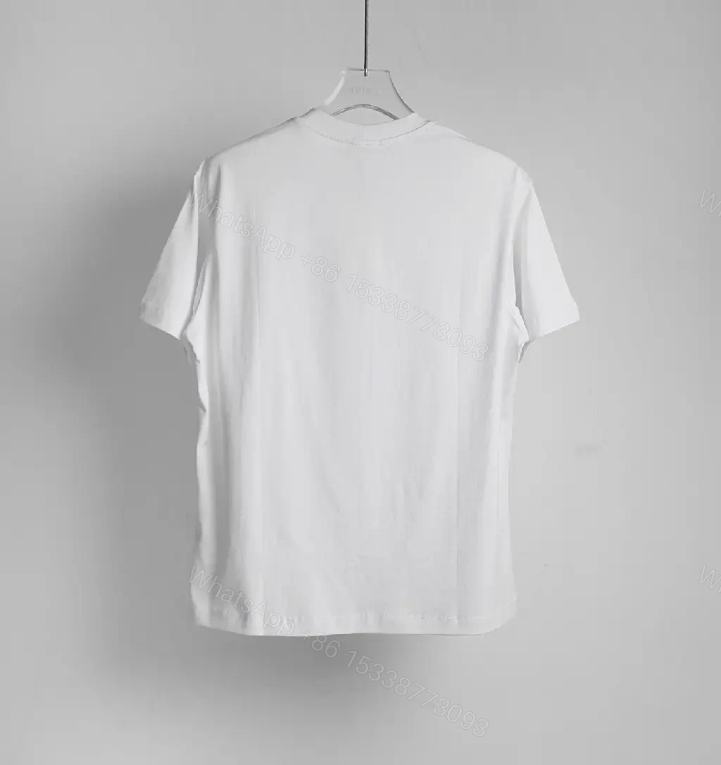View 6 of White Cotton Graphic Tee: Bold CELINE-Inspired Minimalist Shirt
