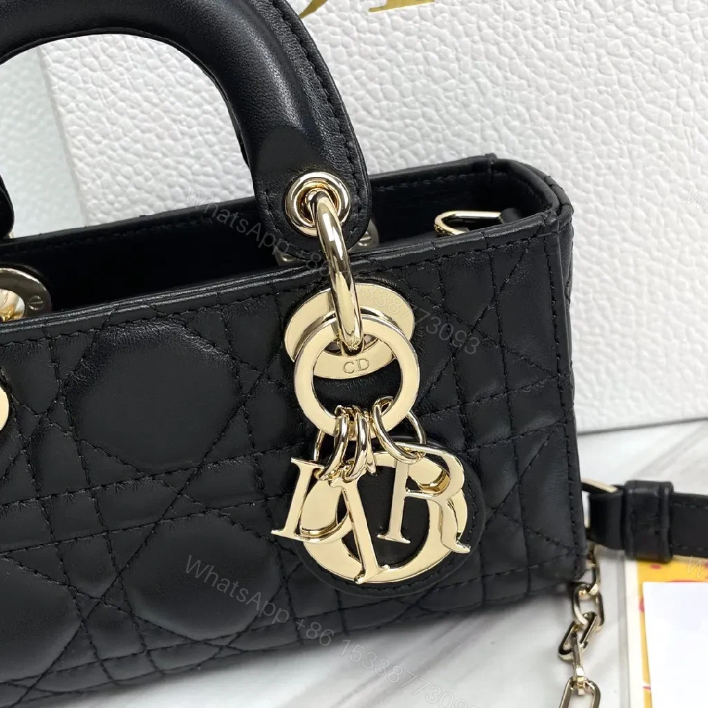 View 4 of Compact Faux-Leather Quilted Mini Bag with Gold Charms