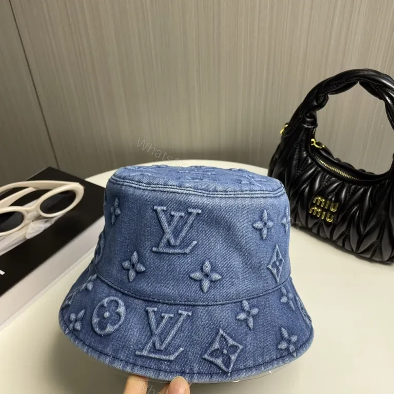 View 4 of Denim LV Monogram Bucket Hat â€” Modern Luxe, All-Day Style