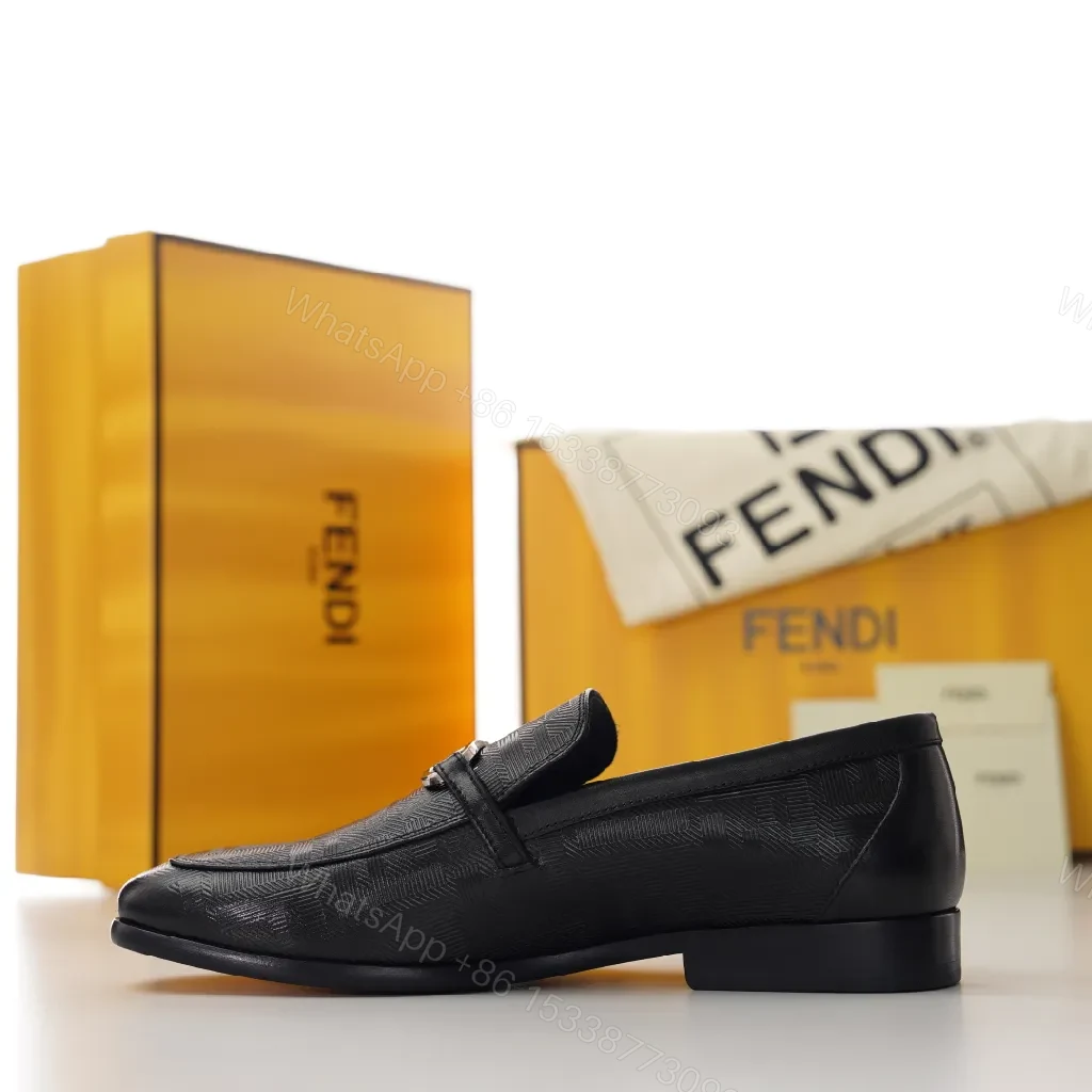 View 3 of Black Embossed Leather Loafers with Buckle - Everyday Luxury Shoes