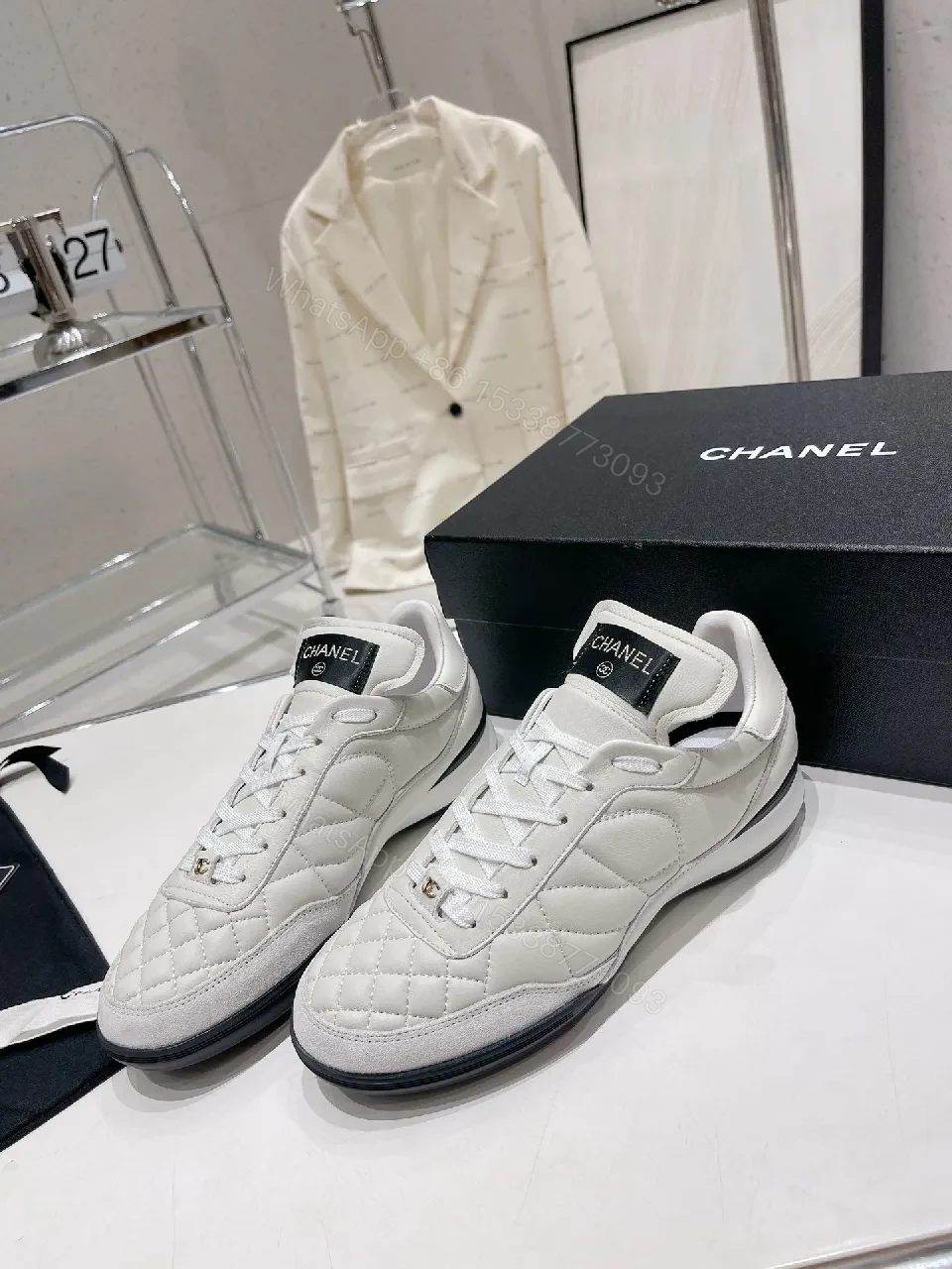 View 6 of Quilted White High-Top Sneakers, Luxe Comfort, Designer-Inspired