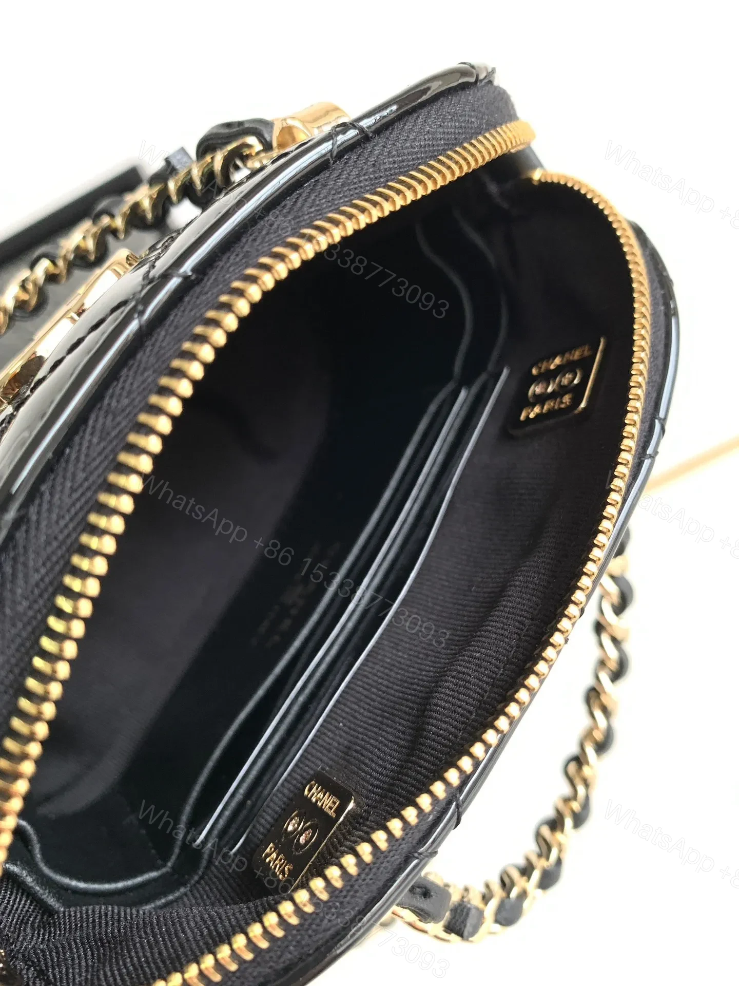 View 3 of Chanel Alma Mini Shiny Leather Handbags Black Lock Gold 12cm