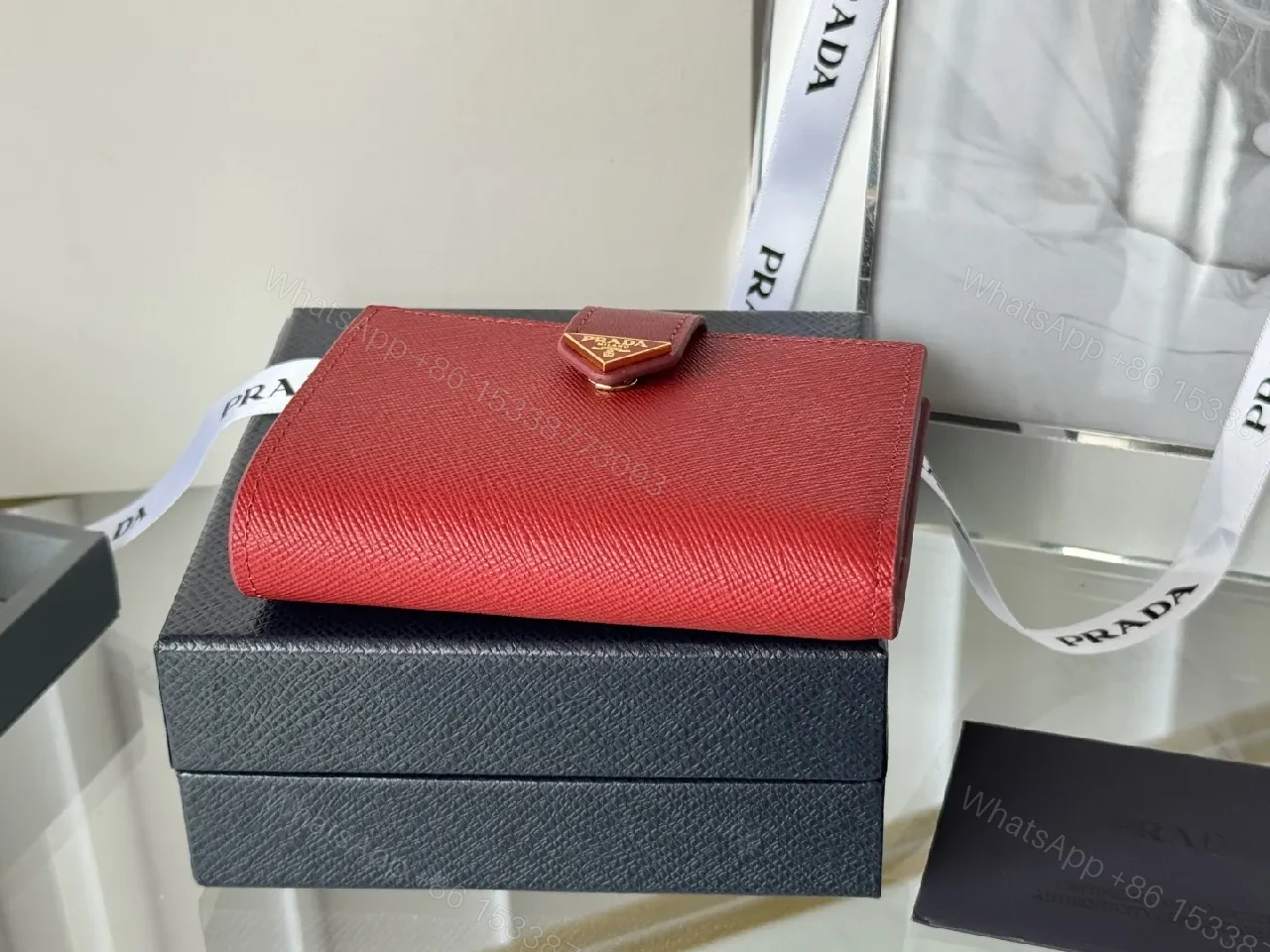 View 8 of Bold Red Saffiano Wallet: Compact Luxury for Everyday Use