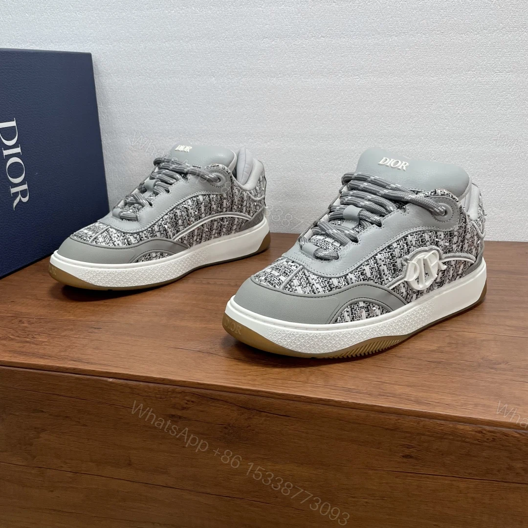 Dior 精品仿製男士灰色花呢休閒鞋 素色低調風格 高級街頭感 — view 1