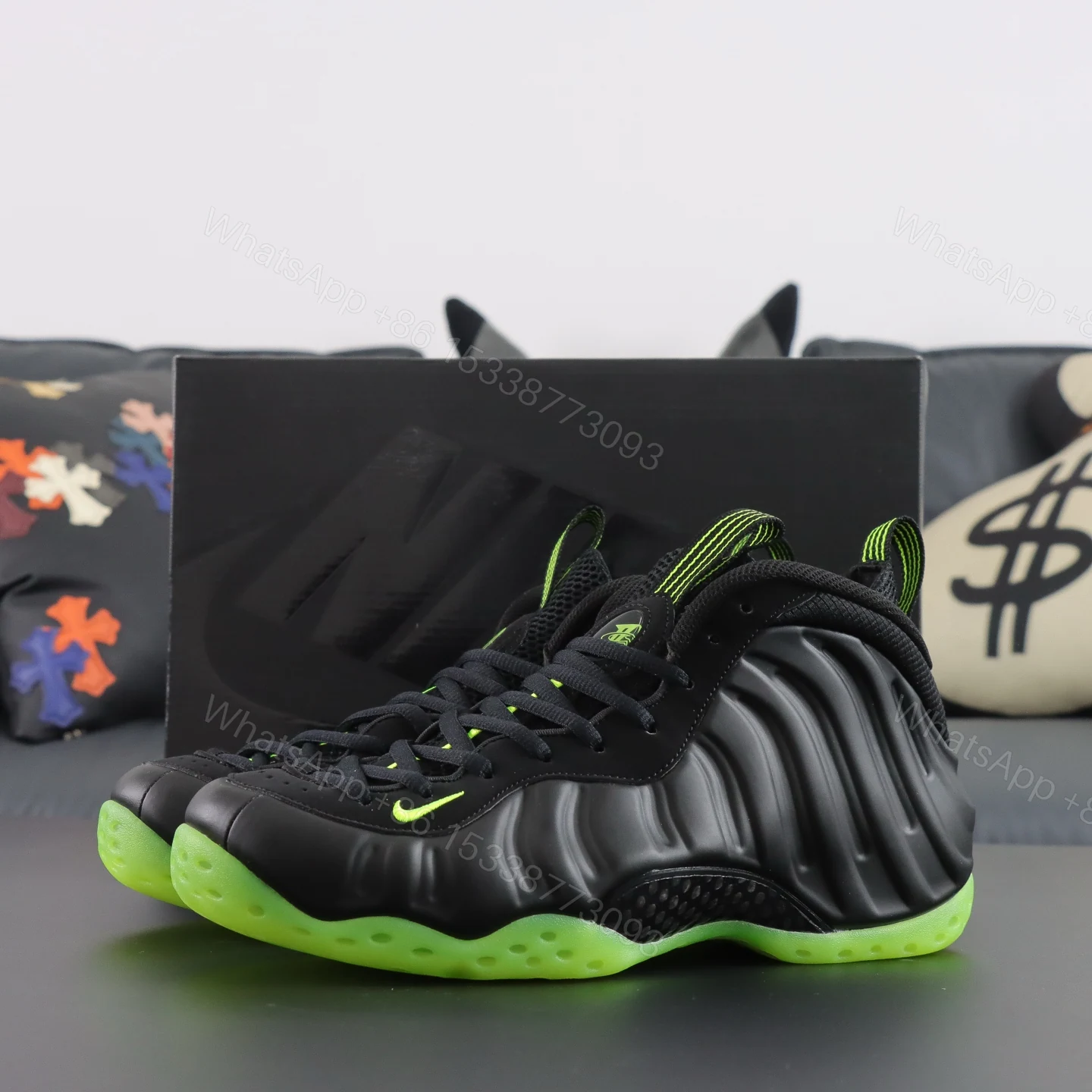 Foamposite One “’Green Gobin” — view 1