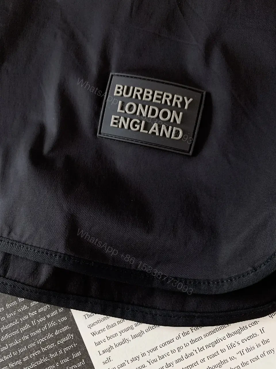 View 6 of Black Nylon Drawstring Shorts - Burberry Style Utility Short