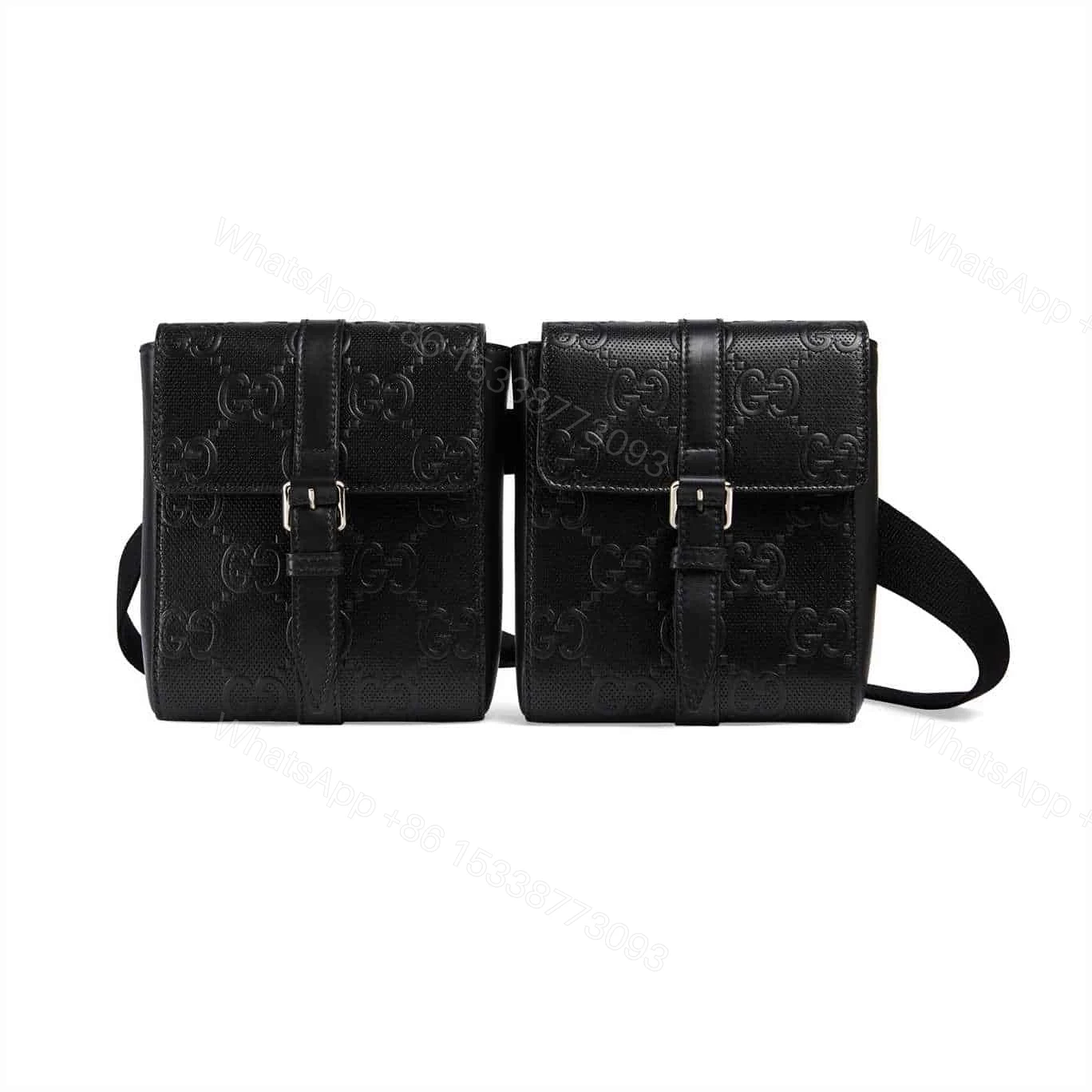 GG EMBOSSED BELT BAG BLACK GG EMBOSSED LEATHER COTTON LINEN LINING – GBC16 — view 1