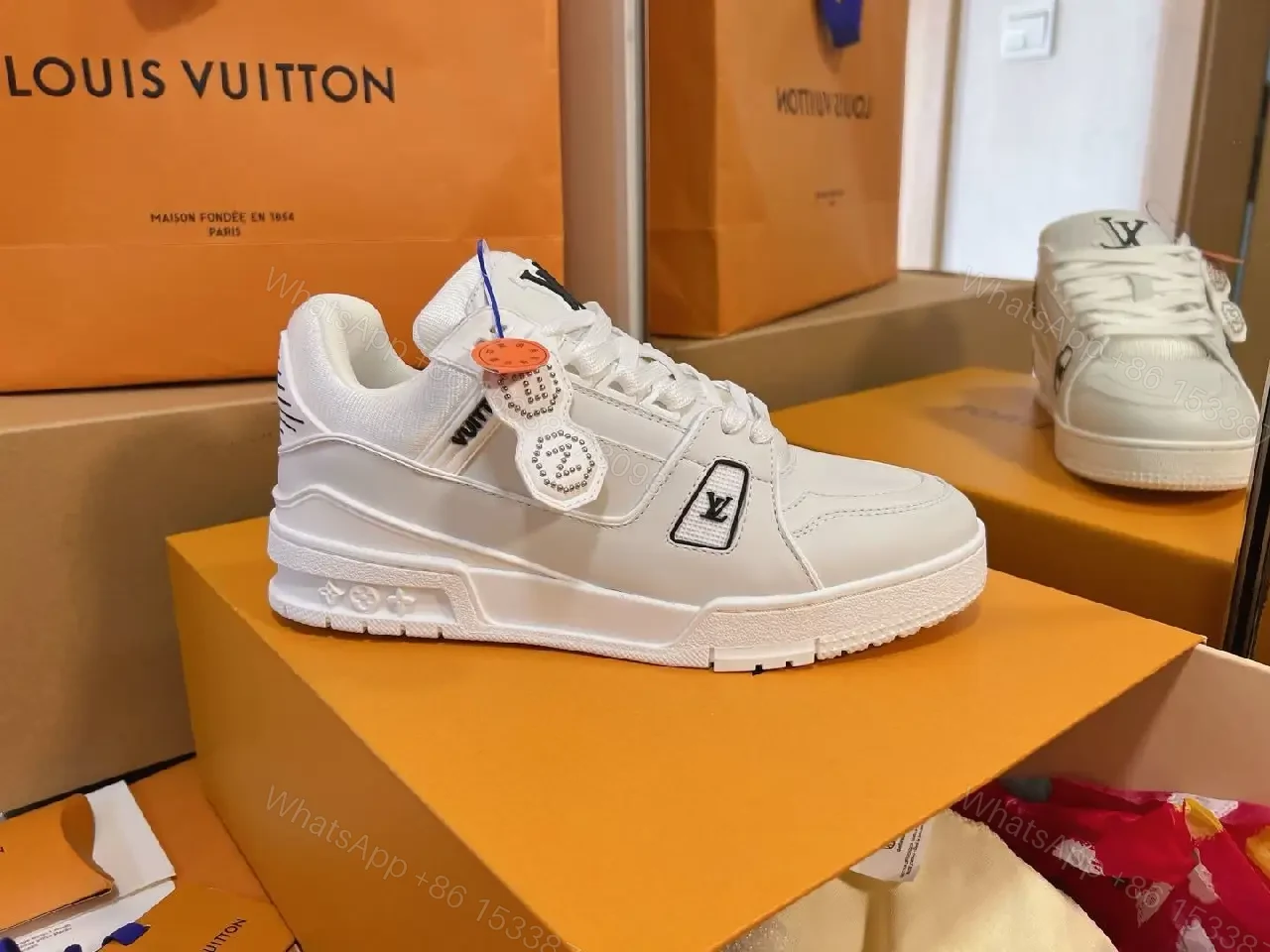 View 6 of White Leather Trainer, Modern Luxury, Everyday Comfort Sneaker