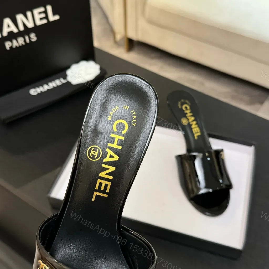 View 8 of Black Patent Leather Slip-On Heels - Minimalist Luxe Comfort