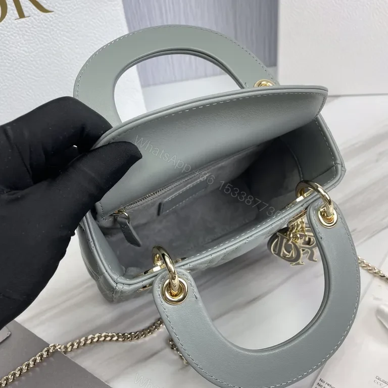 View 5 of Chic Quilted Mini Bag with Dior Charm - Crossbody Leather